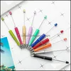 Stylos à bille Creative Add A Bead Diy Pen Original Perlé Personnalisable Lampe Travail Artisanat Outil D'écriture Drop Delivery Office School Bus Otdbu