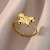 Wedding Rings Cute Butterfly For Women Gold Color Stainless Steel Punk Finger Ring Fashion Aesthetic Couple Jewelry Gift Anillos