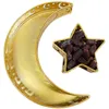 Tallrikar muslimska Eid -fack Mubarak Moon Star Serving Plate Ornament Hemdekoration Fruktdessert tallrik för Ramadan Party Festival