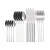 Dinnerware Sets Silver 16Pcs Cutlery Set Stainless Steel Fork Spoon Knife Full Kitchen Creative Combination Flatware Drop