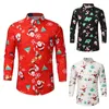 Men's Casual Shirts Christmas Print Series Suit Men Fashion Red Black White Button Up Mens Dress Suits Xmas Party Prom Blouse257K