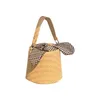 Evening Bags Vintage Straw Bucket Women Handbag Fashion Bow Lattice Messenger Bag Woman High-quality Beach Casual Hard Women's