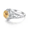 Cluster Anneaux Anillos Mujer Citrine Stone 925 Sterling Sier Anneau pour femmes Prong Round Gemstone Boho Fine Jewelry Anniversar DHWQO