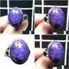 Cluster Ringe Echte Natürliche Lila Charoite Perlen Ring Für Frau Mann Kristall 20x15mm Sier Stein Einstellbare Mode Schmuck Drop Delive Dhfky