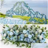 装飾的な花の花輪50cm diy人工花の列アカンソスフェアユーカリウェディングホームバックグラウンド装飾ローズペーニーヒドランドーグ