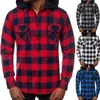 Men's Hoodies Shirts Autumn Fashion Casual Plaid Long Sleeve Cotton High Quality Pullover Hooded Shirt Winter Mens Top Blouse