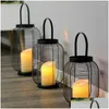 Candle Holders Garden Hanging Lamp Nordic Style Lantern Holder Unique Aesthetic Black Velas Decorativas Home Decoration Drop Delivery Dhpyj