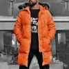 Men's Down Faux Fur Hooded Parka Coat Slim Fit Zipper Padded Jacket Winter Warm Thickening Windbreaker Overcoat Plus Size