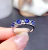 Cluster ringen Yulem Design Sapphire Ring voor dagelijkse slijtage 4 mm 3 mm natuurlijke zilveren cadeau vrouw