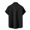 Camicie casual da uomo Camicia con stampa di note musicali in bianco e nero Street Trend Camicetta a maniche corte Top Fashion Confortevole Unisex oversize