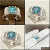 With Side Stones Fashion Luxury Domineering Imitation Moissanite Diamond Hearts And Arrows Blue Green Zircon Ring Suitable For Weddi Dh29O