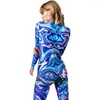 Scene Wear Nightclub Pole Dancing Bodysuit Long Sleeve Blue High Stretch Jumpsuit For Women Adult Gogo Dancer Festival Rave Outfits Dwy5578