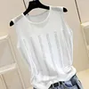 Frauen Tanks 2023 Woherb Sommer Eis Seide Dame Dünne Gestrickte Weste Frauen Casual Tank Top Modis Pailletten Perlen Mesh Shirt gelb