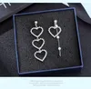 Backs Earrings Asymmetric Love Sterling Silver Ear Stud Female Net Red Fashion Cool Goddess Temperament Ornament