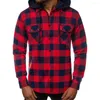 Men's Hoodies Shirts Autumn Fashion Casual Plaid Long Sleeve Cotton High Quality Pullover Hooded Shirt Winter Mens Top Blouse