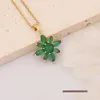 Colliers pendants 2023 Bijoux de mode Collier de zircon vert émeraude Fleurfly Fleurs en acier inoxydable Chaîne