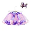 Wholesale baby girls tutu dress candy rainbow color babies skirts with headband sets kids holidays dance dresses CPA4233