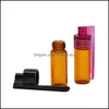 Tillbehör 51mm/36mm glasflaska snus Snorter Dispenser Portable Plastic Viage Pill Case Container Box With Spoon Mtiple Color 422 OTRZS