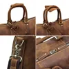 Duffel Bags Vintage Echt lederen reistas donkerbruin 18 "Dikke echt weekend grote schoudertas