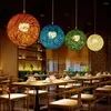 Hanglampen moderne rattan lichten handgeweven hangende lamp restaurant woonkamer keuken verlichtingsarmaturen