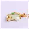 Pendentif Colliers S925Sier Incrustation Hetian Jade Cheongsam Mode Or Incrusté Avec Drapeau Gagnant Clavicule Chaîne Cadeau Live Drop Delivery Otsv1