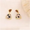 Hoop Huggie Fashion Jewelry S925 Sier Post Earring for Women Triangle Charm Leopard Design Dangle Studörhängen Drop Delivery DHXGM