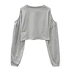 Women's T Shirts Long Sleeve Compression Shirt Womens Casual Solid Cold Shoulder Loose Round Neck Raglan Short Women