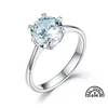 Cluster Rings 925 Sterling Sier Classic Solitaire Clear Round Zircon Simple Design for Women Jubileum Gift Fine Jewellery Drop de DH43M