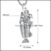 Colliers de pendentif Collier de poisson Squelette Squelette en acier inoxydable Drop livraison de bijoux pendentifs Dhctl