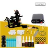 Tattoo Guns Kits Complete Hine Kit Set 1 spoelen meer kleuren Zwart Pigment Sets Power Beginner Grips Permanente make -up druppel levering hij DHZ4U