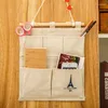 Boîtes de rangement pratiques 5 poches jute Naturellement lettres Sac de suspension Mur Organisateur Organisateur Cosmetic Sac Decor Home Decor -30