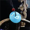 Charms Natural Blue Chalcecedony Safety Fivele Gate Pingente Pingente Colar Mens e Mulheres Jade Pingnderss Drop Delivery Jóias OTI0V