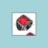 Solitaire Ring Men Hip Hop 316L Rostfritt st￥l Svart/Red Stone Rock Fashion Male Jewelry Wedding Rings Drop Delivery Dh4cy