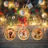 Kerstdecoraties Kerstmis Ronde Santa Claus Ornamenten Accessoires LED LICHT Hangende Decor Boom Wood Luminous Decoratie