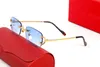 lunettes carti lunettes argent designer lunettes de soleil femme mode rectangle Business Men Brand Design Summer Shades Lentilles colorées Alliage Sans Monture Sans Cadre