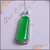 Pendant Necklaces 925Chalcedony Green Chalcedony Trapezoidal Brand Promotion Fortune Lucky Necklace Ornament Orpendant Drop Delivery Otjwe