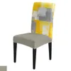 Housses de chaise peinture à l'huile abstraite géométrique jaune couverture salle à manger Spandex siège extensible maison bureau décoration bureau étui ensemble