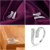 Cluster Rings Sier Color Wedding Ring per le donne Intarsiato Austria Crystal Fidanzamento Zircone di alta qualità Apertura regolabile Drop D Dhkqp