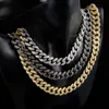 Chains Rhinestones Necklace For Men Width Alloy Fold Over Clasp Necklet Unisex Chain Necklaces Fashion Jewelry