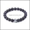 Beaded Strands 8mm Lava Stone Hematite Bead Strand Armband DIY Essential Oil Diffuser Friend Couples Armband For Women Men Jewel Dhipz