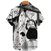 Мужские повседневные рубашки 2023 Сексуальные дизайнерские 3D Printed Dread Man Pattern Fashion Street Trend Retro Style Tops с коротким рукавом
