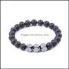 Beaded Strands 8mm Lava Stone Hematite Bead Strand Armband DIY Essential Oil Diffuser Friend Couples Armband For Women Men Jewel Dhipz