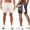 Springa shorts camo jogging män 2 i 1 dubbeldäck andas gym sport fitness träning sport kort pantroning