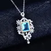 Pendant Necklaces Fashion Sky City Necklace Charm Flower Geometry Inlay Square Zircon Europe America Style Jewelry For Women Wedding Party