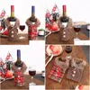 Decorazioni natalizie Bottiglia di vino Er Set Borsa regalo in reticolo a strisce di Babbo Natale Anno Decorazione della tavola per feste Consegna a domicilio Giardino domestico Dhjqy