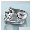 Clusterringen Vintage Sier Color Shee Cat Ring voor mannen Vrouwen verstelbare punk hiphop feest sieraden drop levering dhltx