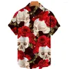 Men's Casual Shirts Summer Style Unisex Vintage Hawaiian Shirt 3D Printed Men's Personality Skull Short Sleeve Top