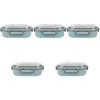 Servis uppsättningar 5x Steel Bento Box Lagringsbehållare Läcksäker rostfria behållare
