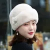 Berets Hat Woman Winter Fashion Imitation Mink Hair Mother Whole Fur Wrap Head Warm Beret