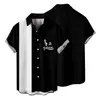 Men's Casual Shirts Black And White Music Note Printing Shirt Street Trend Short Sleeve Blouse Top Fashion Comfortable Unisex Oversized